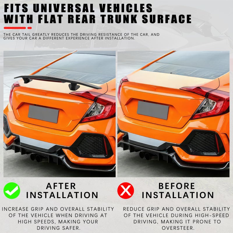 JMTBNO 46Inch Universal Rear Spoiler, Carbon Fiber ABS Sport Style Racing Spoiler Truck Wing Lightweight,Rear Trunk Spoiler Wing Lid Tail Deck Spoiler Fit for Sedan Coupe Hatchback - Image 4