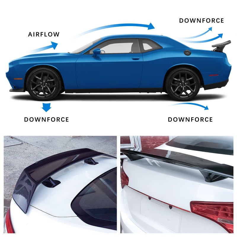 JMTBNO 46Inch Universal Rear Spoiler, Carbon Fiber ABS Sport Style Racing Spoiler Truck Wing Lightweight,Rear Trunk Spoiler Wing Lid Tail Deck Spoiler Fit for Sedan Coupe Hatchback - Image 2