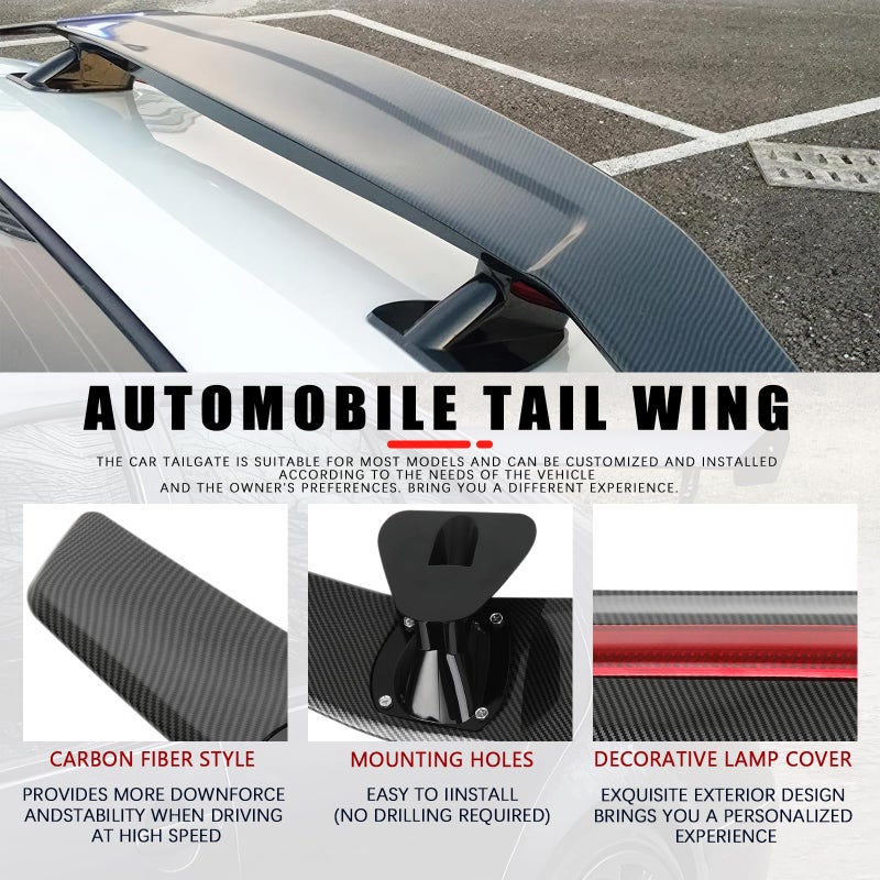 JMTBNO 46Inch Universal Rear Spoiler, Carbon Fiber ABS Sport Style Racing Spoiler Truck Wing Lightweight,Rear Trunk Spoiler Wing Lid Tail Deck Spoiler Fit for Sedan Coupe Hatchback - Image 5