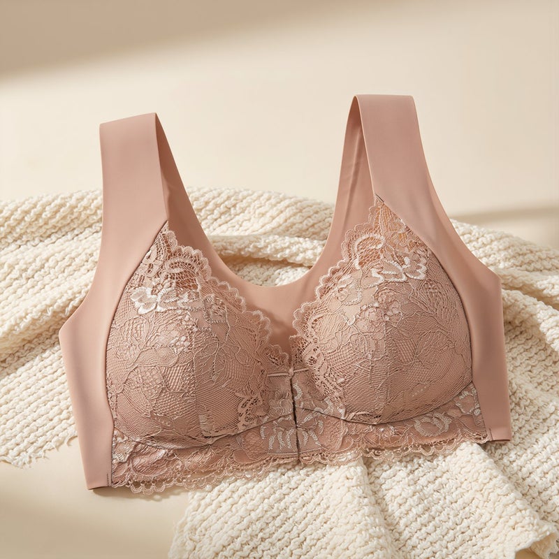 Durable Long Lasting Wireless Bra Wash Proof No Deform Lace 3XL Coffee Women - Image 4