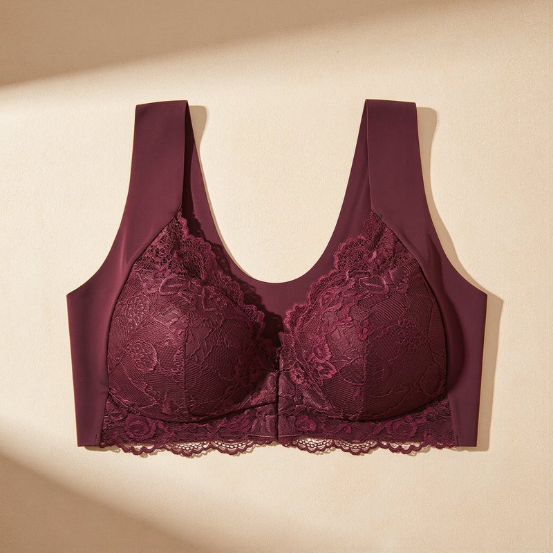 Durable Long Lasting Wireless Bra Wash Proof No Deform Lace 3XL Coffee Women - Image 2