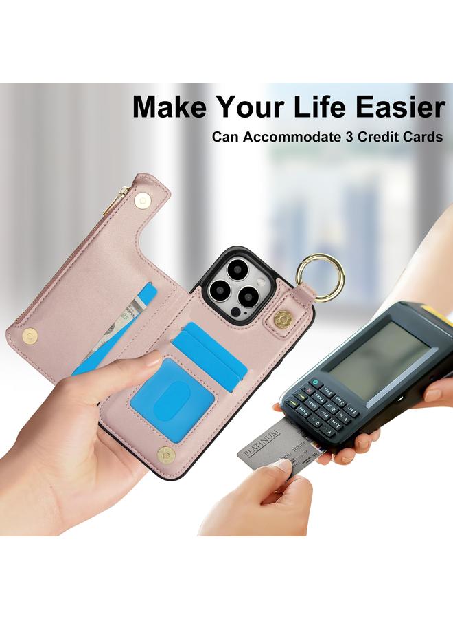 Zaboon Case For iPhone 13 Pro RFlD Anti-theft Double Buckle Ring Zipper Card Phone Case - Image 5