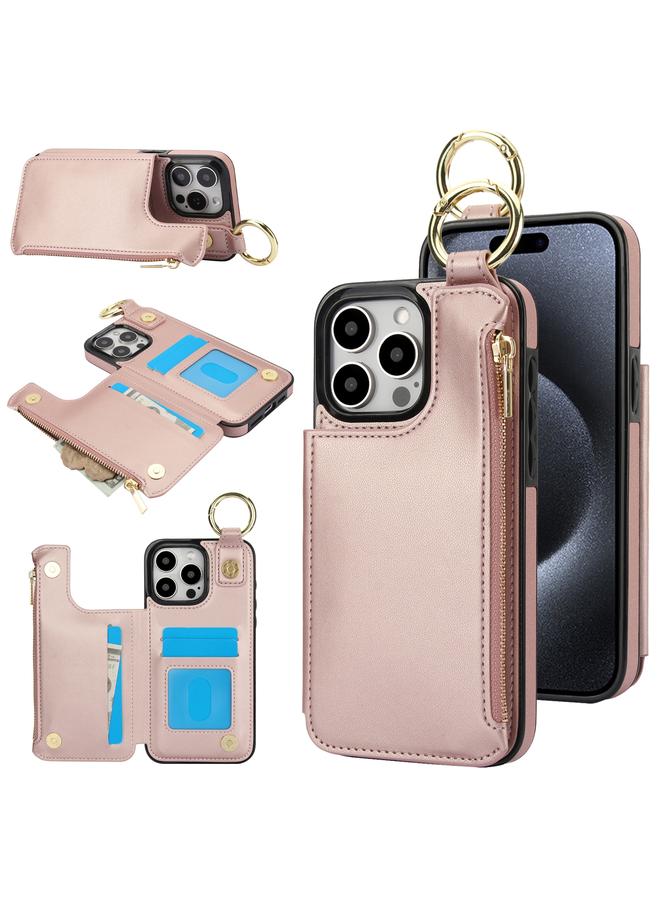Zaboon Case For iPhone 13 Pro RFlD Anti-theft Double Buckle Ring Zipper Card Phone Case - Image 1