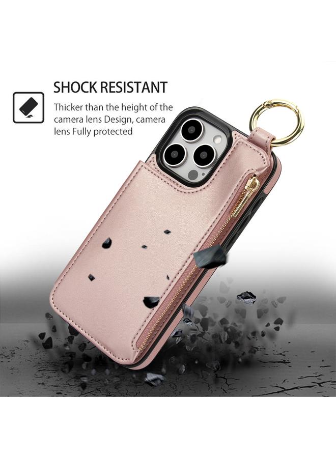 Zaboon Case For iPhone 13 Pro RFlD Anti-theft Double Buckle Ring Zipper Card Phone Case - Image 2