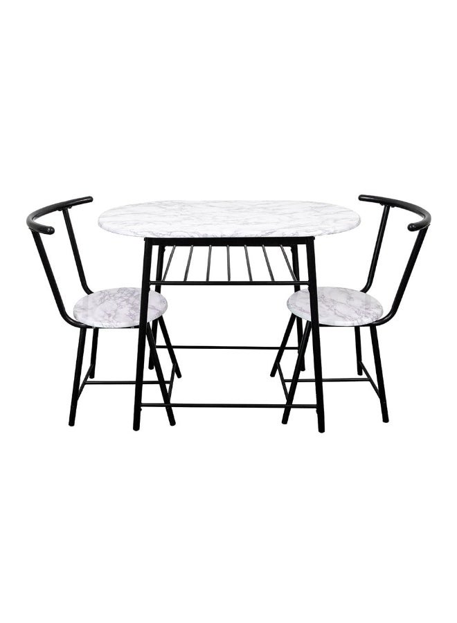 DANUBE HOME طقم طعام ألياز 1+2 - طاولة خشب مهندسة بيضاء/سوداء حديثة و2 كرسي لغرفة الطعام - أثاث أنيق لجلوس 2 مع تغليف ميلامين - Image 2