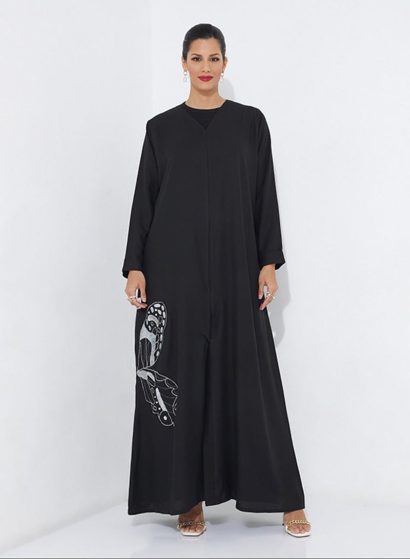 روزيت عباية عباية مطرزة باللون الفضي - Image 1