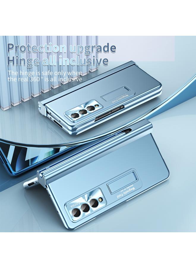 اس-توب جراب لهاتف Samsung Galaxy Z Fold3 5G، جراب هاتف قابل للطي بمفصلة مموجة مطلية بالكهرباء مع فتحة قلم - Image 2