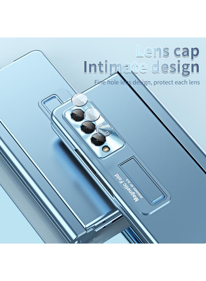 اس-توب جراب لهاتف Samsung Galaxy Z Fold3 5G، جراب هاتف قابل للطي بمفصلة مموجة مطلية بالكهرباء مع فتحة قلم - Image 3