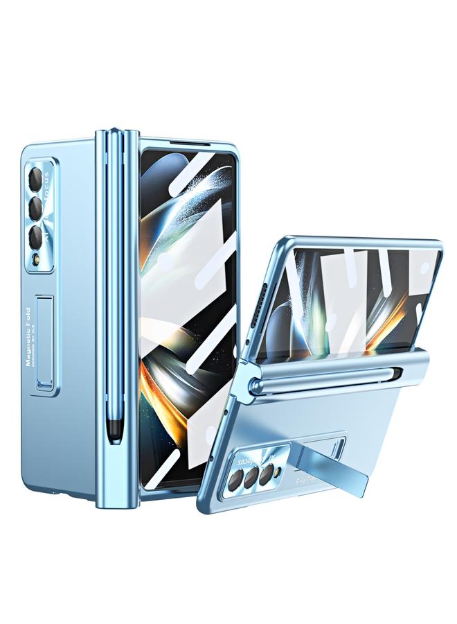 اس-توب جراب لهاتف Samsung Galaxy Z Fold3 5G، جراب هاتف قابل للطي بمفصلة مموجة مطلية بالكهرباء مع فتحة قلم - Image 1