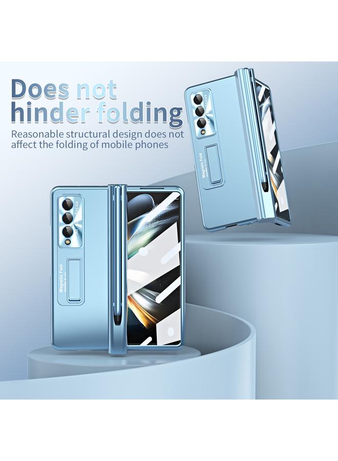 اس-توب جراب لهاتف Samsung Galaxy Z Fold3 5G، جراب هاتف قابل للطي بمفصلة مموجة مطلية بالكهرباء مع فتحة قلم - Image 5