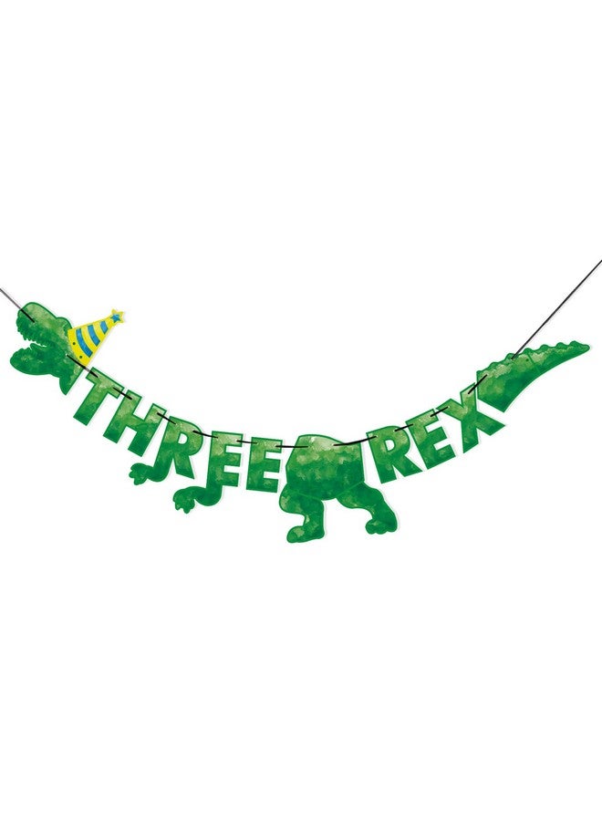 Wernnsai لافتة ديناصور ثلاثي ركس من وورنساي - زينة حفلة عيد ميلاد الديناصور الثالث للأولاد الأطفال لوازم حفلة موضوع الديناصور ثلاثي ركس زينة حائط معلقة مسبقة الخيوط - Image 1