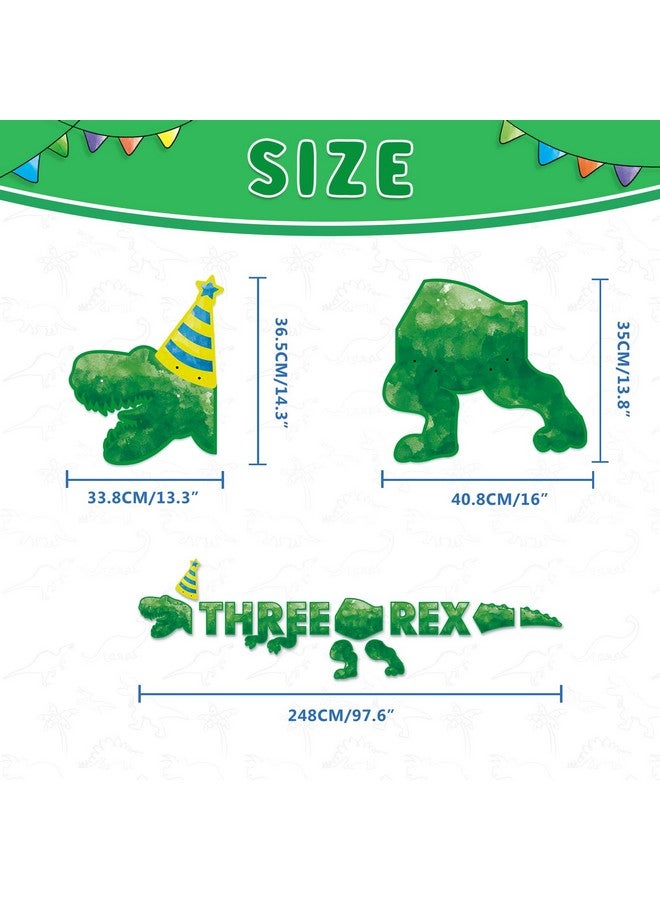 Wernnsai لافتة ديناصور ثلاثي ركس من وورنساي - زينة حفلة عيد ميلاد الديناصور الثالث للأولاد الأطفال لوازم حفلة موضوع الديناصور ثلاثي ركس زينة حائط معلقة مسبقة الخيوط - Image 3