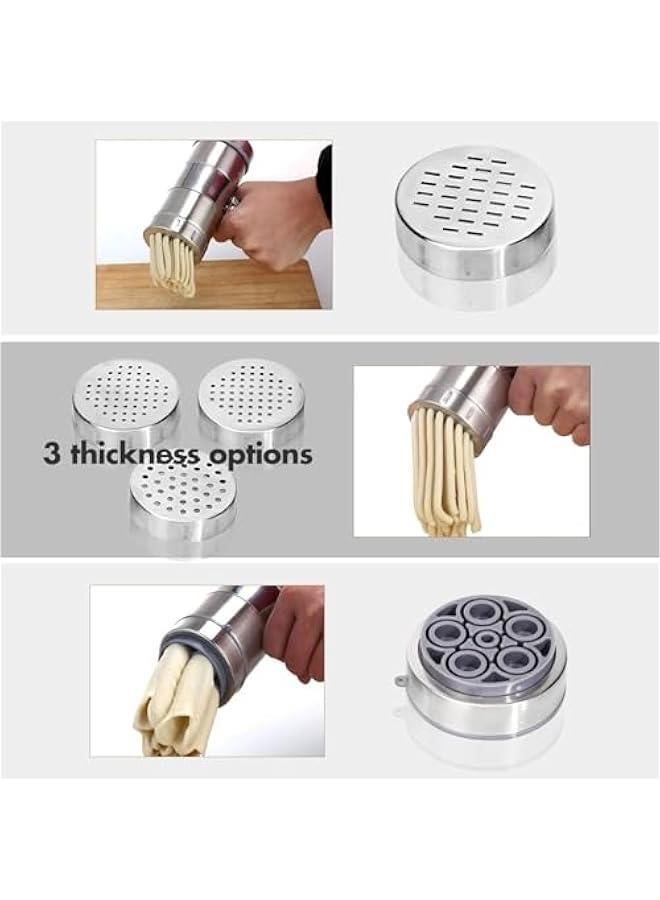 HOOKOR Pasta Maker, Noodle Maker with 5 Mould, Manual Pasta Maker Machine Pasta Gun Noodle Press Spaghetti Maker Pasta Tools, Stainless Steel Pasta Machine Ramen Noodle Maker - Image 4