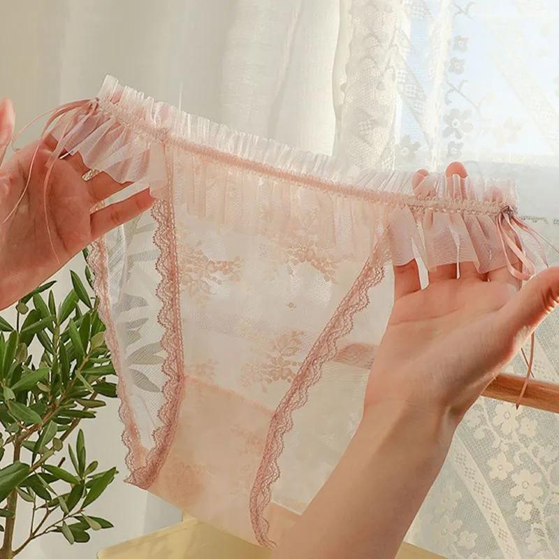 1 pack, transparent lace mesh underwear [plum powder M] - Image 5