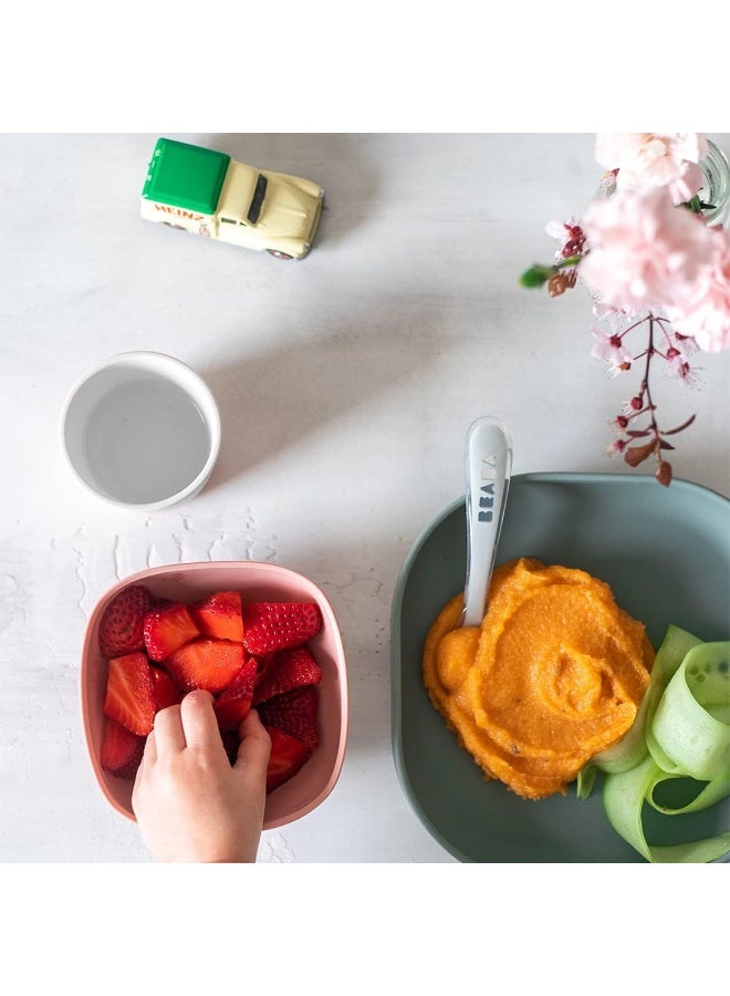 BEABA Béaba Silicone 4-Piece Dishware - 100% Silicone Baby Plate Set, Baby Bowls - Includes Baby Plate, Baby Bowl, Baby Cup, 2nd Stage Silicone Spoon, (Eucalyptus) - Image 4