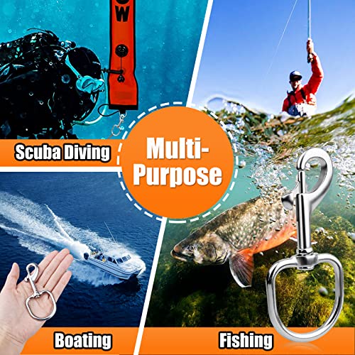 Seafard Swivel Large Eye Bolt Snap Hooks 2 Pieces, Heavy Duty Single Ended Trigger Snap Clips Marine Grade 316 Stainless Steel Buckles Clasp for Scuba Diving, Boat Anchor Rope, Dog Leash - Image 2