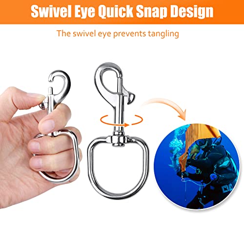 Seafard Swivel Large Eye Bolt Snap Hooks 2 Pieces, Heavy Duty Single Ended Trigger Snap Clips Marine Grade 316 Stainless Steel Buckles Clasp for Scuba Diving, Boat Anchor Rope, Dog Leash - Image 5