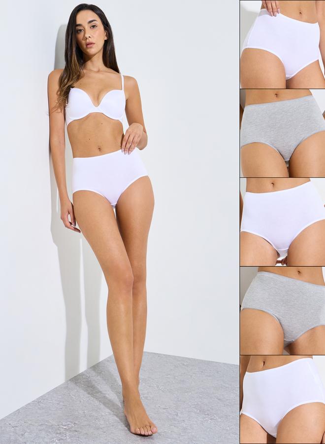 Styli Pack of 5 - Cotton Solid Full Briefs - Image 1
