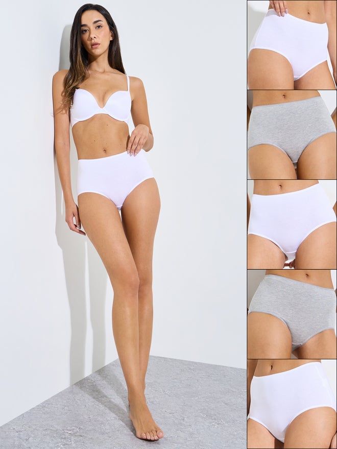 Styli Pack of 5 - Cotton Solid Full Briefs - Image 1