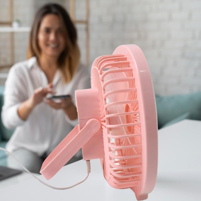ATEVON Mini USB Desk Fan with LED Light – Portable, Stylish Personal Cooling Fan in Mix Colors, 1 Pc - Image 2