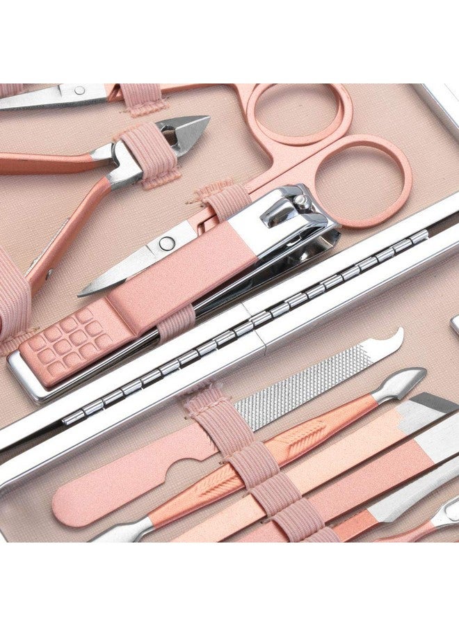 DOCOSS 18 In 1 Stainless Steel Professional Manicure & Pedicure Kit For Women Includes Scissors A Nail Cutter, Acne Remover Needle, Blackhead Tool With Leather Case - Image 5