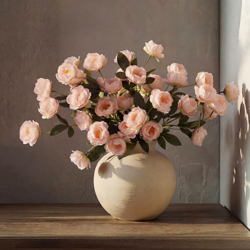 Craftsatin 6 Pcs 32" Large Pink Artificial Peonies Stems Flowers, Real Look Faux Silk Peony Bouquet 42 Heads Total for Vase Filler, Farmhouse Rustic Neutral Home Decor, Wedding Centerpieces - Image 1