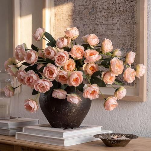Craftsatin 6 Pcs 32" Large Pink Artificial Peonies Stems Flowers, Real Look Faux Silk Peony Bouquet 42 Heads Total for Vase Filler, Farmhouse Rustic Neutral Home Decor, Wedding Centerpieces - Image 5