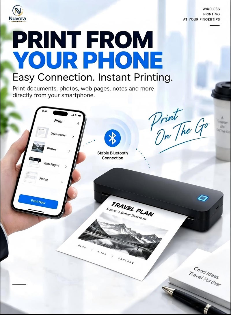 Miniprt D80 Portable A4 Thermal Printer – Bluetooth Inkless Mobile Printer for Smartphone & Laptop, 216mm Print Width, 635g Lightweight - Image 5