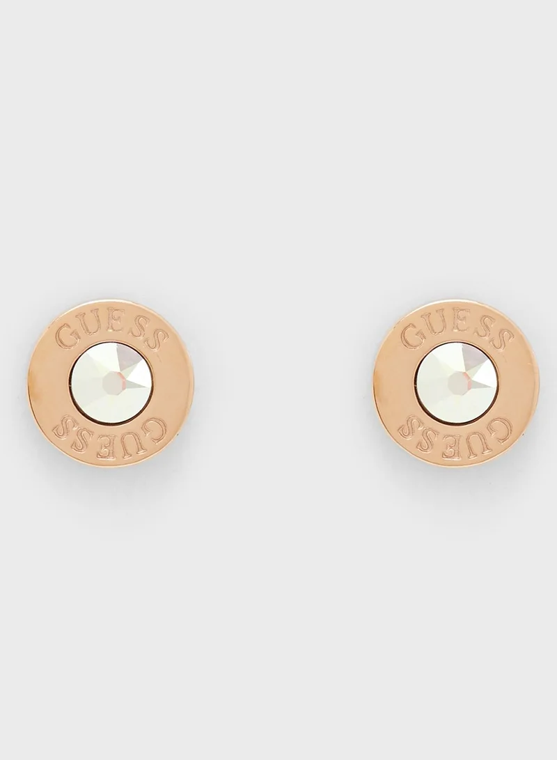 GUESS Aurore Crystal Logo Studs