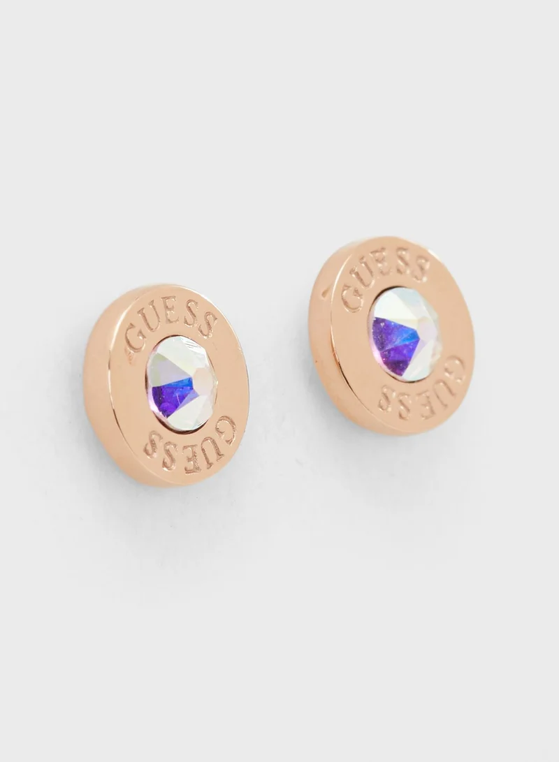GUESS Aurore Crystal Logo Studs