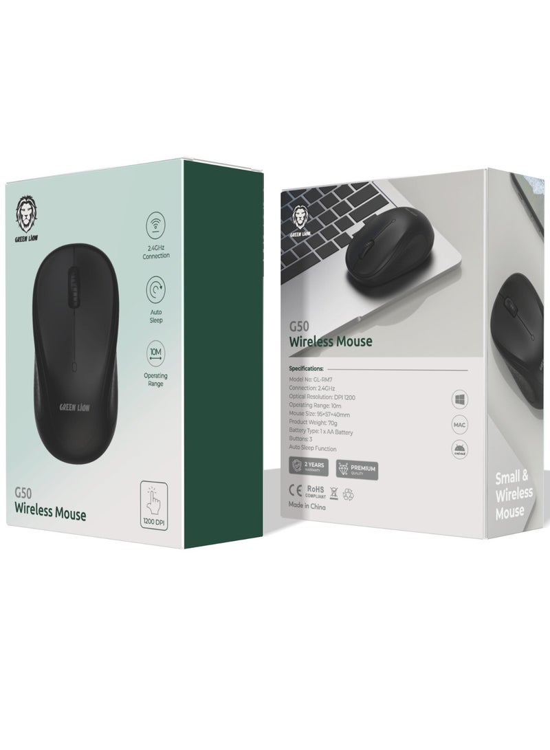 GREEN LION G50 Wireless Mouse DPI 1200 with Operating Range of 10m / 3 Buttons - Black - Image 4