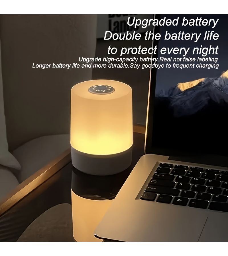 مصباح LED ليلي يعمل باللمس عبر USB باللون الأبيض، بثلاثة ألوان، مع بطارية 1200 مللي أمبير في الساعة. - Image 4