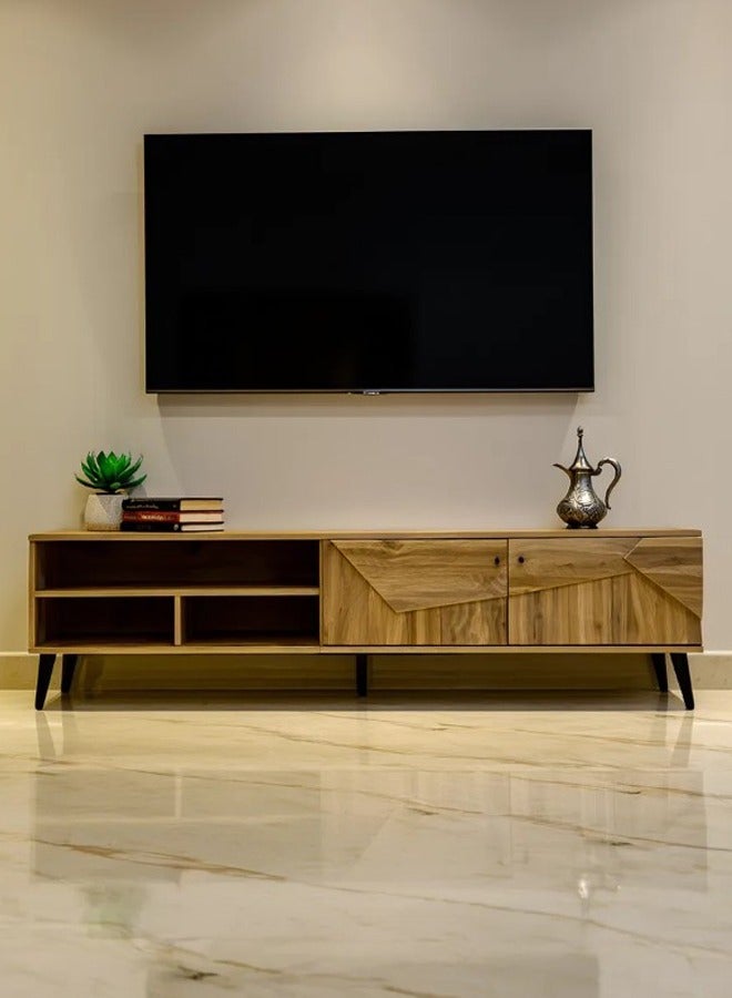 ليفينج طاولة تلفزيون بلازما خشبية مع رف 40×180 سم - Image 1