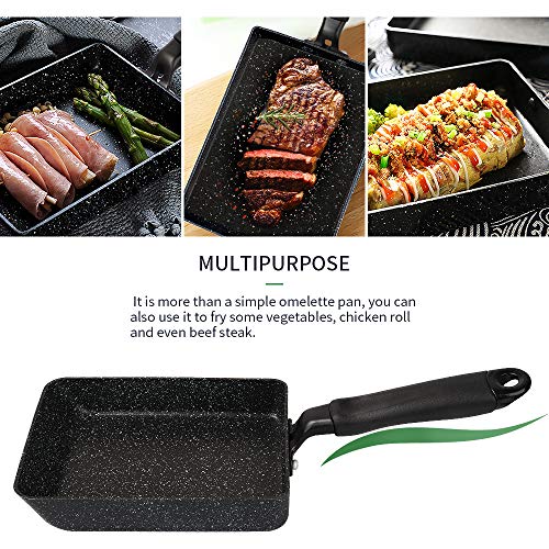MyLifeUNIT Tamagoyaki Pan, Japanese Omelette Pan Nonstick with Silicone Spatula, Square Egg Pan 7 x 5 inches, Black - Image 4