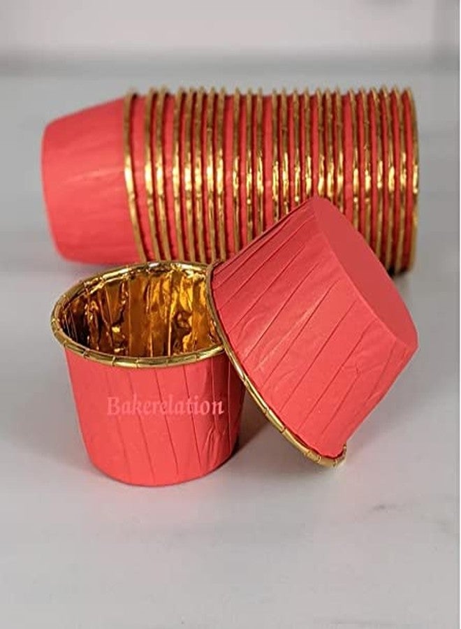 Bakerelation 100 Pcs Foil Paper Cake Baking Cups Cupcake Liners Muffin Liners Cupcake Holder Cupcake Baking Liners Cups Holder Disposable Mold (Red Golden) - Image 2