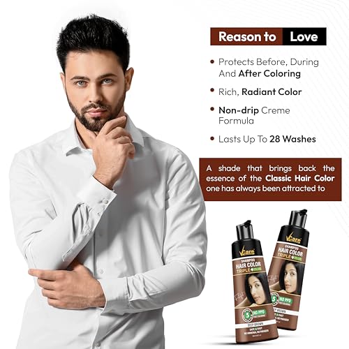 VCare Shampoo Hair Colour Shampoo, Deep Brown 180ml for Women and Men | Only 5 Minute Root Hair Dye | No Parabens, Ammonia And Sulfates - Image 4
