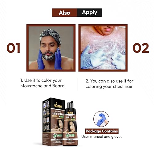 VCare Shampoo Hair Colour Shampoo, Deep Brown 180ml for Women and Men | Only 5 Minute Root Hair Dye | No Parabens, Ammonia And Sulfates - Image 5