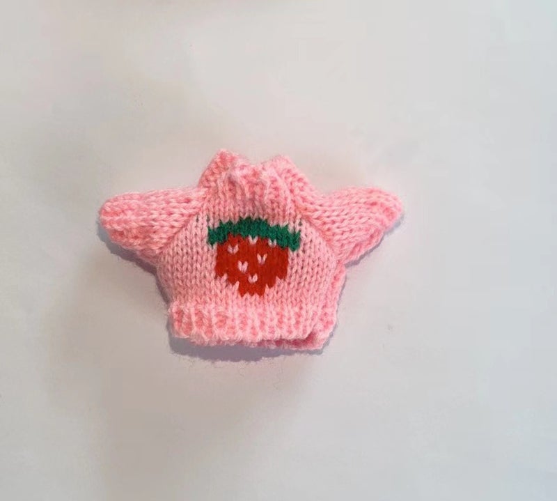 Trendy Labubu Doll Clothes Sweaters Scarves Pink strawberry sweater one-piece 