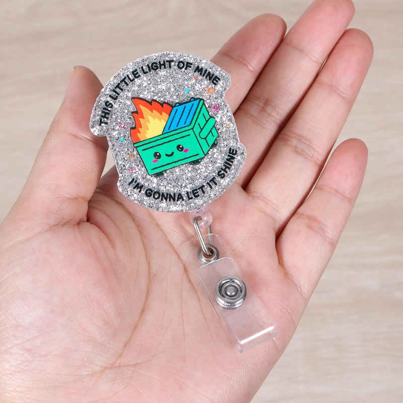 BEZTN This Little Light Of Mine I'M Gonna Let It Shine Funny Dumpster Badge Reel  Cute Retractable Id Card Badge Holder  Medical Badge Clip For Rn Lpn Cna Ma Icu Er Pharmacy Night Shift Nurse Doctor Teacher - Image 2