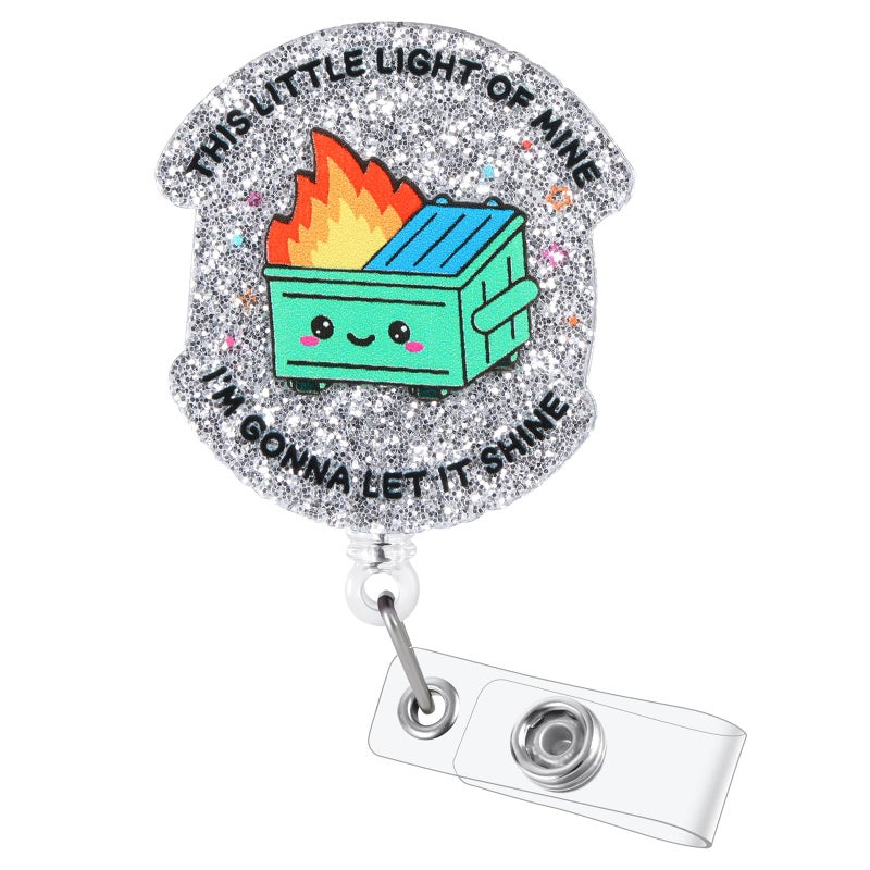 BEZTN This Little Light Of Mine I'M Gonna Let It Shine Funny Dumpster Badge Reel  Cute Retractable Id Card Badge Holder  Medical Badge Clip For Rn Lpn Cna Ma Icu Er Pharmacy Night Shift Nurse Doctor Teacher - Image 1