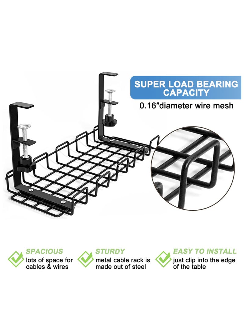 Under Desk Cable Management Tray No Drill - Under Desk Cable Organizer for Wire Management (16" Black Wire Tray)  - Image 3