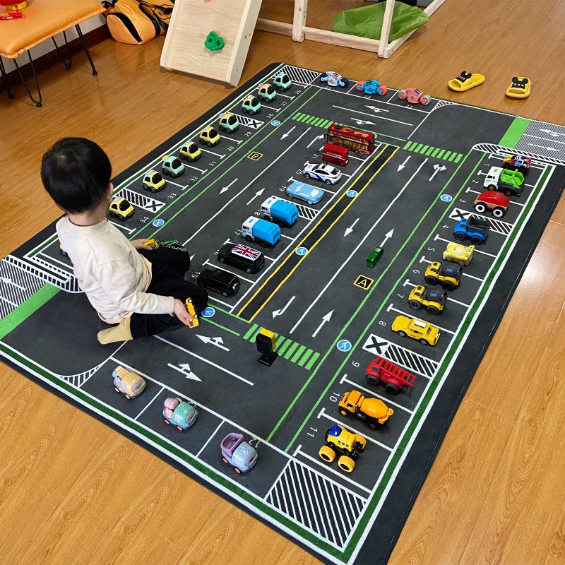 Engree Kids Rug, City Road Traffic System Playmat Rugs - 5x7 Ft Kids Carpet with Rubber Backing,Street Play Mat Great for Playing with Cars for Bedroom Playroom - Non-Slip Have Fun Safe Nursery Rug - Image 1