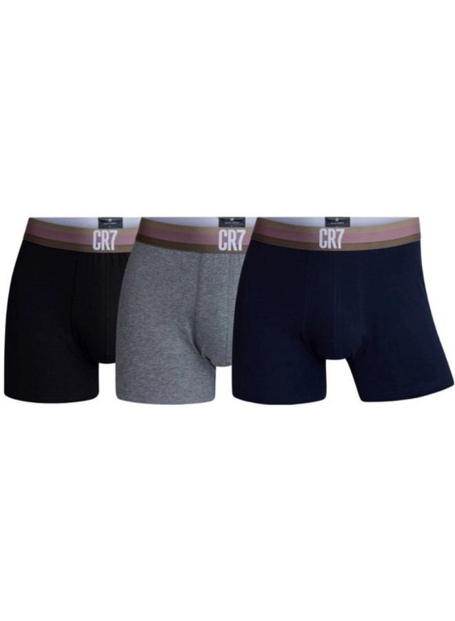 CR7 Basic Men’s Trunk Underwear 3-Pack – Soft Cotton Stretch, Comfortable Everyday Fit, Multicolor - Image 1