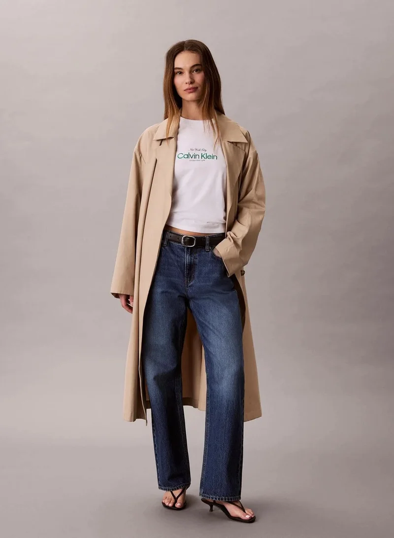 Calvin Klein Bright White Classic NYC Logo T-Shirt for Women | Best Price UAE