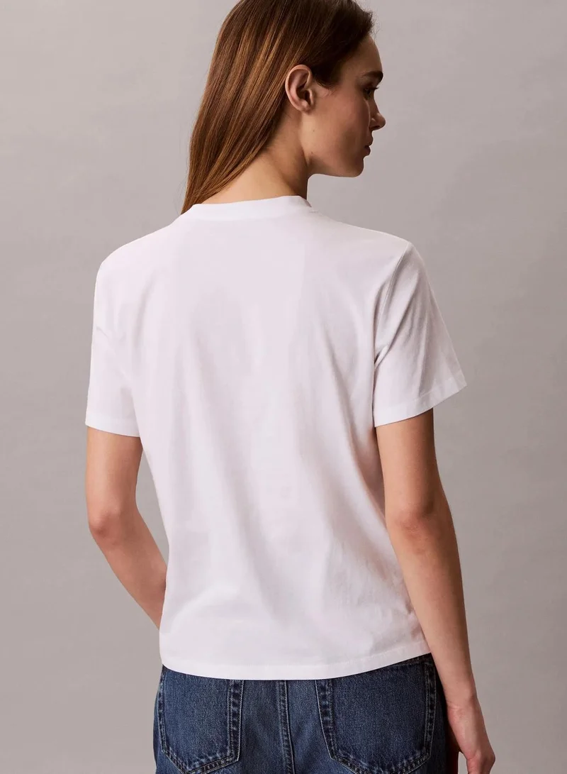 Calvin Klein Bright White Classic NYC Logo T-Shirt for Women | Best Price UAE