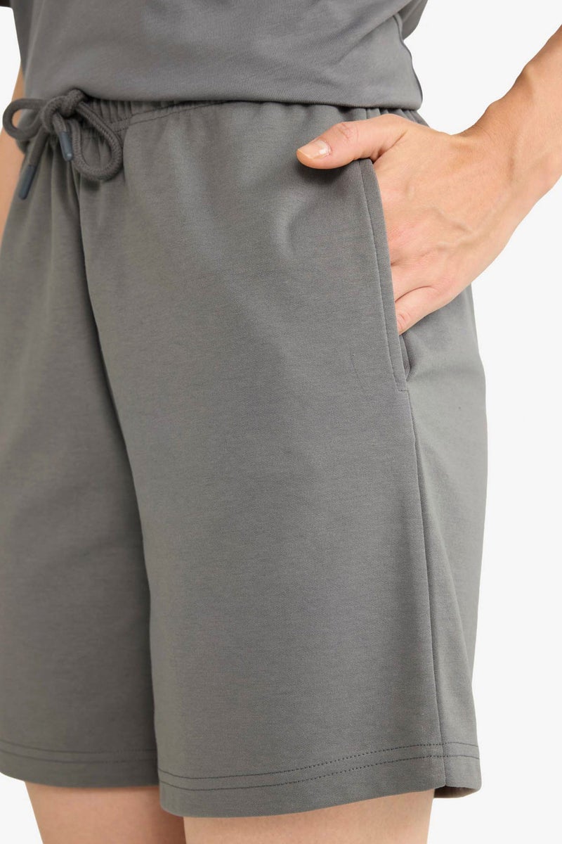 DeFacto Grey Woman Tie Waist Basic Shorts Casual - Image 5