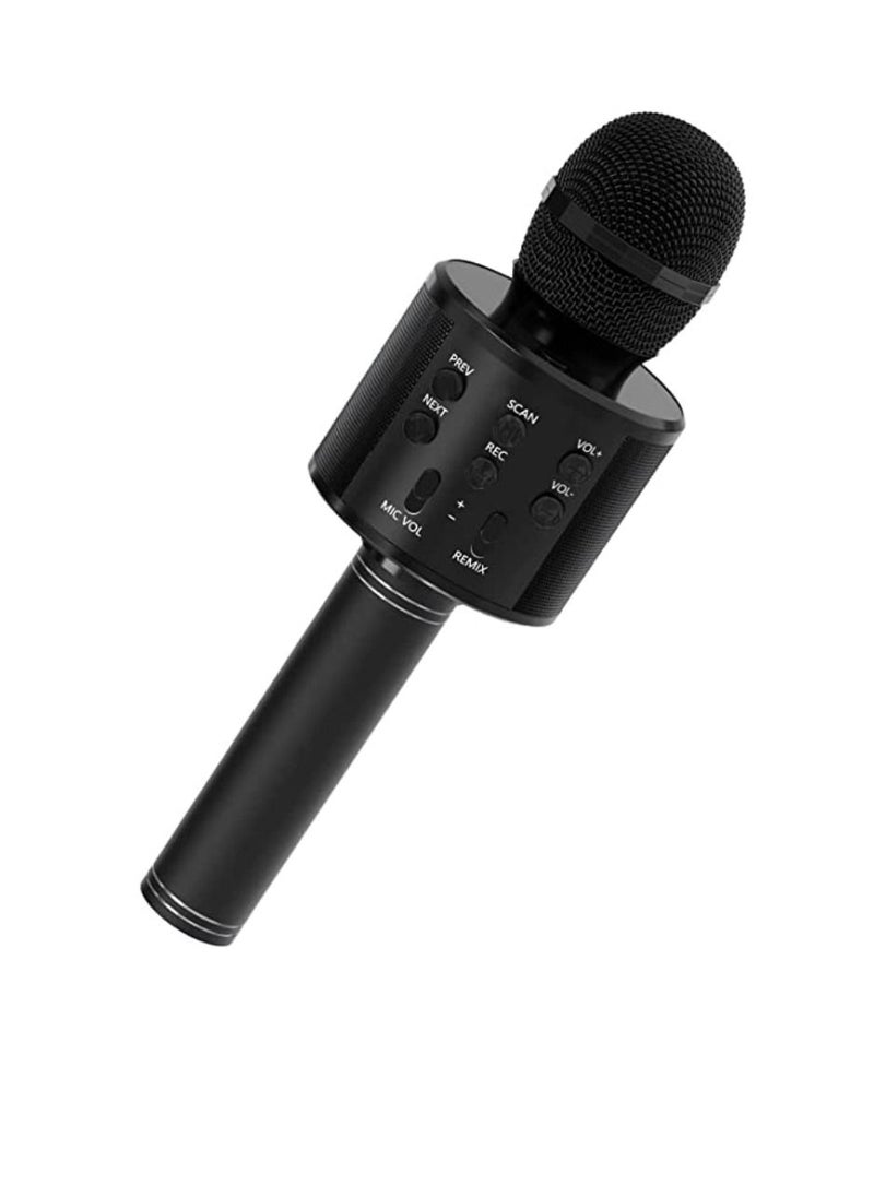 Yuwell - Wireless Bluetooth Karaoke Microphone, 3-in-1 Portable Handheld Mic Speaker for All Smartphones Gifts For Girls Kids Wireless Speaker With Microphone WS-858 Black - Image 1