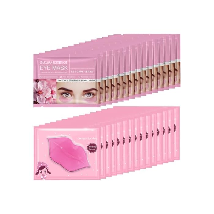 30PCS Lip Mask Under Eye Masks Patches, Crystal Collagen Hydrating Moisturizing Smoothing Lips Care Gel Pads for Puffy Eyes Bags,Dark Circles,Puffiness,Fine Lines,Wrinkles,Anti-Aging Sakura