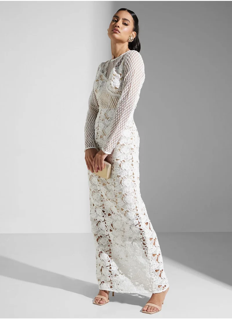 True Decadence Patchwork Lace Maxi Dress