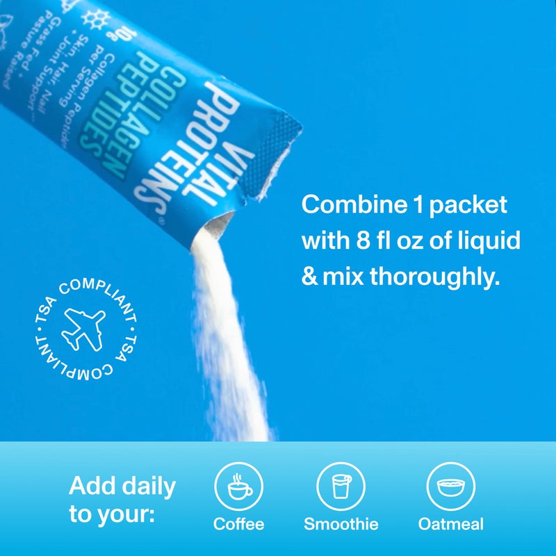 Vital Proteins Collagen Peptides Powder Supplement, Hydrolyzed Collagen Peptides Travel Pack, 20 Individual Packets - Image 4